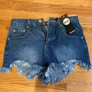 Frayed Denim Shorts. New with tags
